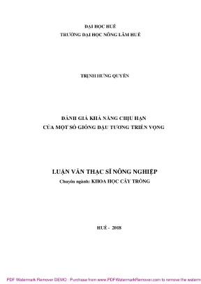 Luận văn thạc sĩ đánh giá khả năng chịu hạn của một số giống đậu tương triển vọng