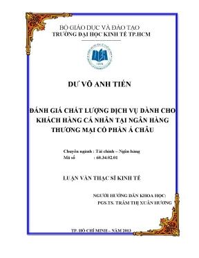Luận văn thạc sĩ đánh giá chất lượng dịch vụ dành cho khách hàng cá nhân tại ngân hàng thương mại cổ phần á châu
