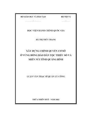 Luận văn thạc sĩ xây dựng chính quyền cơ sở ở vùng đồng bào dân tộc thiểu số và miền núi tỉnh quảng bình