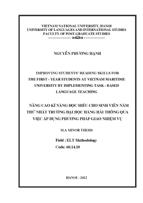 Luận văn thạc sĩ reading skills for the first year students at vietnam maritime university by implementing task based language teaching