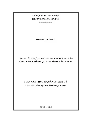 Luận văn thạc sĩ tổ chức thực thi chính sách khuyến công của chính quyền tỉnh bắc giang