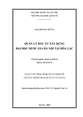 Luận văn thạc sĩ quản lý đầu tư xây dựng đại học quốc gia hà nội tại hòa lạc