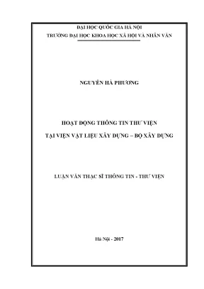 Luận văn thạc sĩ hoạt động thông tin thư viện tại viện vật liệu xây dựng bộ xây dựng 001