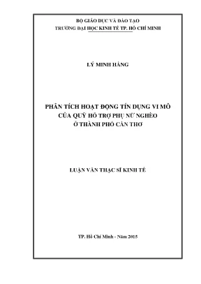 Luận văn thạc sĩ phân tích hoạt động tín dụng vi mô của quỹ hỗ trợ phụ nữ nghèo ở thành phố cần thơ