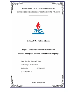 Luận văn tốt nghiệp evaluation business efficiency of 584 nha trang sea product joint stock company