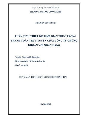 Luận văn thạc sĩ phân tích thiết kế thời gian thực trong thanh toán trực tuyến giữa công ty chứng khoán với ngân hàng