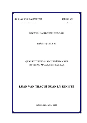 Luận văn thạc sĩ quản lý thu ngân sách nhà nước trên địa bàn huyện cư mgar tỉnh đắk lắk
