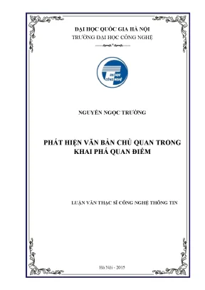 Luận văn thạc sĩ phát hiện văn bản chủ quan trong khai phá quan điểm