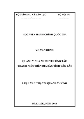 Luận văn thạc sĩ quản lý nhà nước về công tác thanh niên trên địa bàn tỉnh đắk lắk