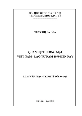 Luận văn thạc sĩ quan hệ thương mại việt nam lào từ năm 1990 đến nay