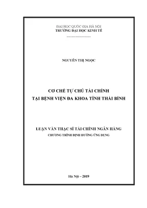 Luận văn thạc sĩ cơ chế tự chủ tài chính tại bệnh viện đa khoa tỉnh thái bình