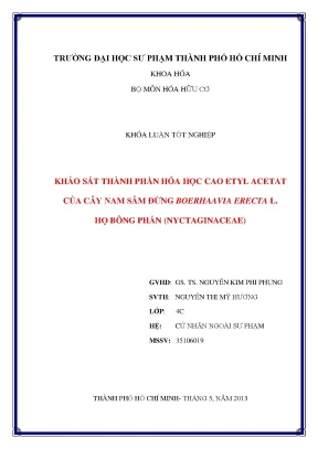 Luận văn thạc sĩ khảo sát thành phần hóa học cao etyl acetat của cây nam sâm đứng beorhaavia erecta l họ bông phấn nyctaginaceate