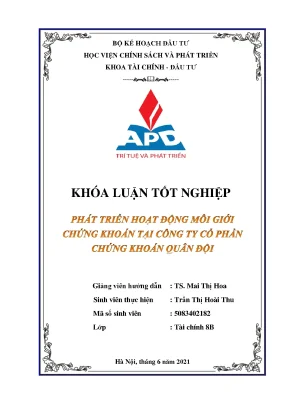 Luận văn tốt nghiệp phát triển hoạt động môi giới chứng khoán tại công ty cổ phần chứng khoán quân đội