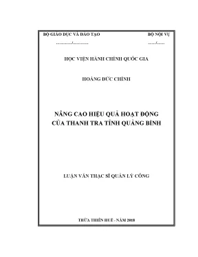 Luận văn thạc sĩ nâng cao hiệu quả hoạt động của thanh tra tỉnh quảng bình