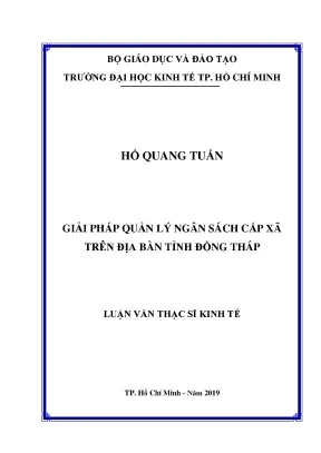 Luận văn thạc sĩ giải pháp quản lý ngân sách cấp xã trên địa bàn tỉnh đồng tháp