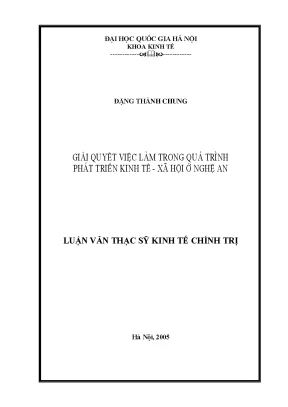 Luận văn thạc sĩ giải quyết việc làm trong quá trình phát triền kinh tế xã hội ở nghệ an