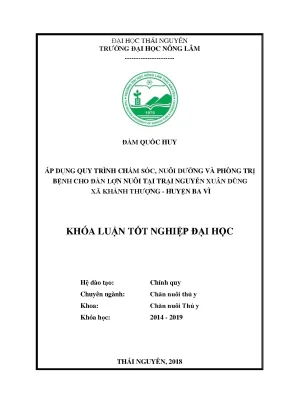 Luận văn tốt nghiệp áp dụng quy trình chăm sóc nuôi dưỡng và phòng trị bệnh cho đàn lợn nuôi tại trang trại nguyễn xuân dũng xã khánh thượng huyện ba vì