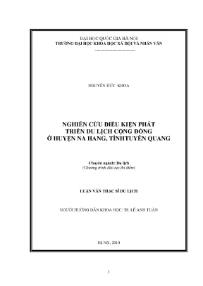 Luận văn thạc sĩ nghiên cứu điều kiện phát triển du lịch cộng đồng ở huyện na hang tỉnh tuyên quang