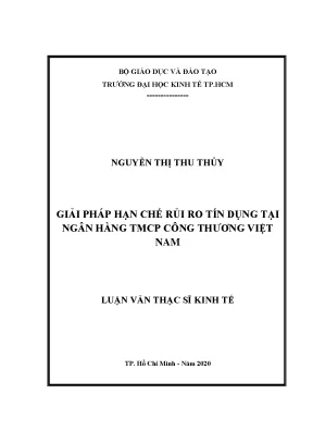 Luận văn thạc sĩ giải pháp hạn chế rủi ro tín dụng tại ngân hàng tmcp công thương việt nam