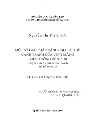 Luận văn thạc sĩ một số giải pháp nâng cao lợi thế cạnh tranh của vnpt mảng viễn thông