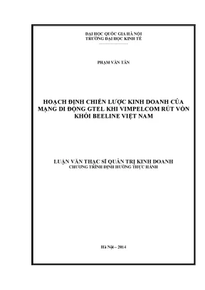Luận văn thạc sĩ hoạch định chiến lược kinh doanh của mạng di động gtel khi vimpelcom rút vốn khỏi beeline việt nam