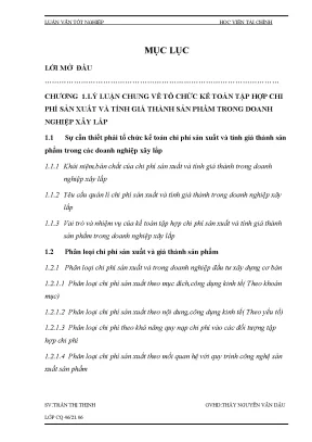 Luận văn tốt nghiệp kế toán tập hợp chi phí sản xuất và tính giá thành sản phẩm xây lắp ở công ty tnhh một thành viên sudico tiến xuân