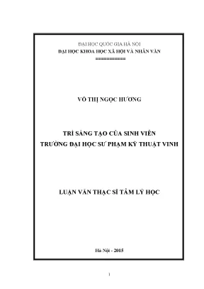 Luận văn thạc sĩ trí sáng tạo của sinh viên trường đại học sư phạm kỹ thuật vinh
