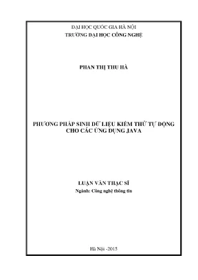 Luận văn thạc sĩ phương pháp sinh dữ liệu kiểm thử tự động cho các ứng dụng java