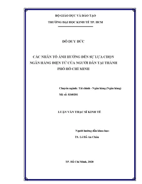 Luận văn thạc sĩ các nhân tố ảnh hưởng đến sự lựa chọn ngân hàng điện tử của người dân tại thành phố hồ chí minh