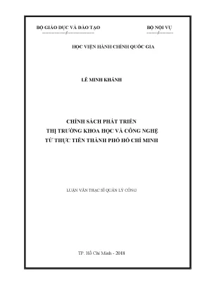 Luận văn thạc sĩ chính sách phát triển thị trường khoa học và công nghệ từ thực tiễn tp hcm