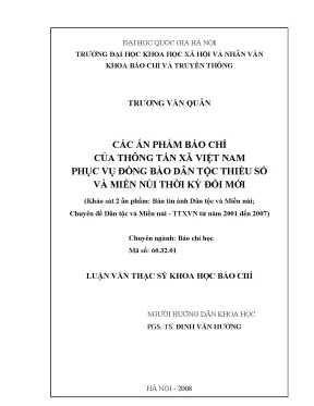 Luận văn thạc sĩ các ấn phẩm báo chí của thông tấn xã việt nam phục vụ đồng bào dân tộc thiểu số và miền núi thời kỳ đổi mới