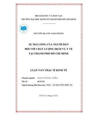 Luận văn thạc sĩ sự hài lòng của người dân đối với chất lượng y tế tại tphcm