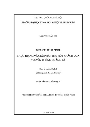 Luận văn thạc sĩ du lịch thái bình thực trạng và giải pháp thu hút khách qua truyền thông quảng bá