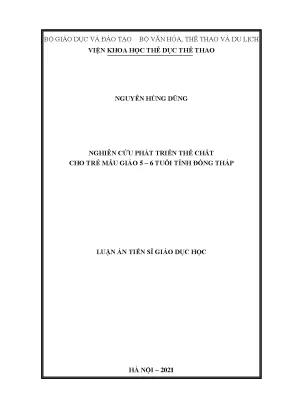 Luận án tiến sĩ nghiên cứu phát triển thể chất cho trẻ mẫu giáo 5 6 tuổi tỉnh đồng tháp