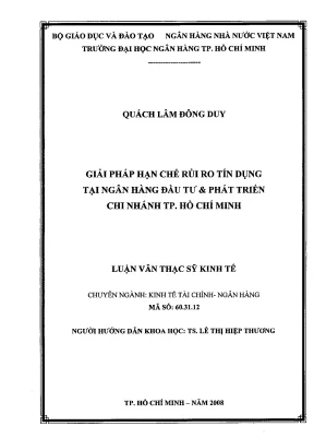 Luận văn thạc sĩ giải pháp hạn chế rủi ro tín dụng tại ngân hàng đầu tư phát triển chi nhánh tp hồ chí minh