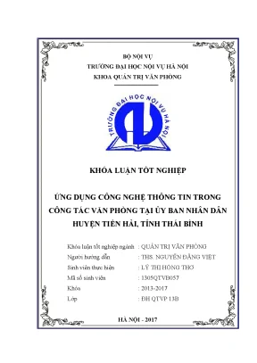 Luận văn tốt nghiệp ứng dụng công nghệ thông tin trong công tác văn phòng tại ubnd huyện tiền hải tỉnh thái bình