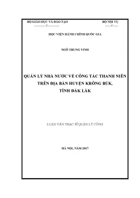 Luận văn thạc sĩ quản lý nhà nước về công tác thanh niên trên địa bàn huyện krông buk tỉnh đắk lắk