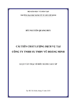 Luận văn thạc sĩ cải tiến chất lượng dịch vụ tại công ty tnhh sx tmdv vũ hoàng minh