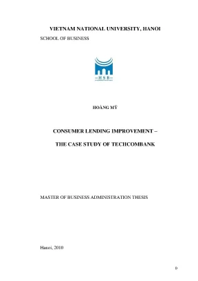 Luận văn thạc sĩ consumer lending the case of techcombank cho vay tiêu dùng trường hợp của techcombank