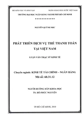 Luận văn thạc sĩ phát triển dịch vụ thẻ thanh toán tại việt nam