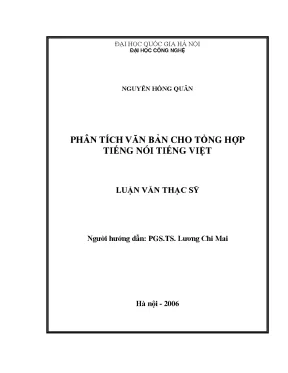 Luận văn thạc sĩ phân tích văn bản cho tổng hợp tiếng nói tiếng việt