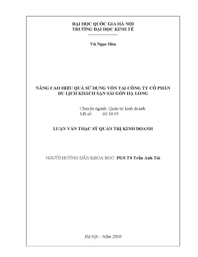 Luận văn thạc sĩ nâng cao hiệu quả sử dụng vốn tại công ty cổ phần du lịch khách sạn sài gòn hạ long