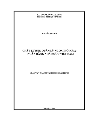 Luận văn thạc sĩ chất lượng quản lý ngoại hối của ngân hàng nhà nước việt nam