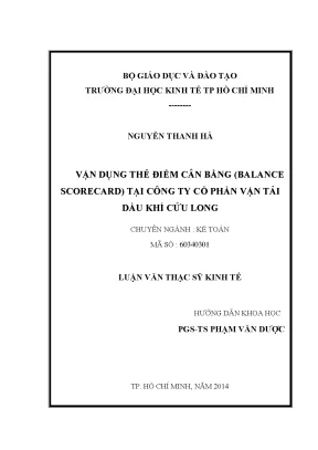 Luận văn thạc sĩ vận dụng thẻ điểm cân bằng balanced scorecard tại công ty cổ phần vận tải dầu khí cửu long