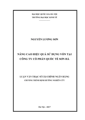 Luận văn thạc sĩ nâng cao hiệu quả sử dụng vốn tại công ty cổ phần quốc tế sơn hà