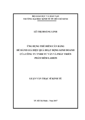Luận văn thạc sĩ ứng dụng thẻ điểm cân bằng để đánh giá hiệu quả hoạt động kinh doanh của công ty tnhh tư vấn và phát triển phần mềm larion