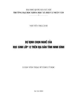 Luận văn thạc sĩ dự định chọn nghề của học sinh lớp 12 trên địa bàn ninh bình