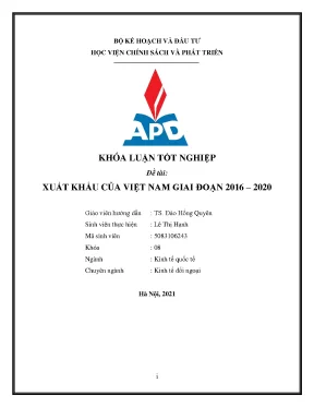 Luận văn tốt nghiệp xuất khẩu của việt nam giai đoạn 2016 2020