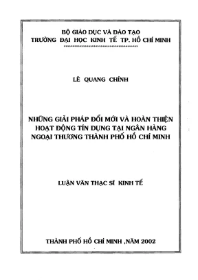 Luận văn thạc sĩ giải pháp đổi mới và hoàn thiện hoạt động tín dụng tại ngân hàng ngoại thương thành phố hồ chí minh luận văn thạc sĩ