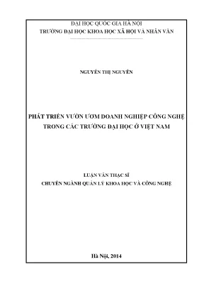 Luận văn thạc sĩ phát triển vườn ươm doanh nghiệp công nghệ trong các trường đại học ở việt nam